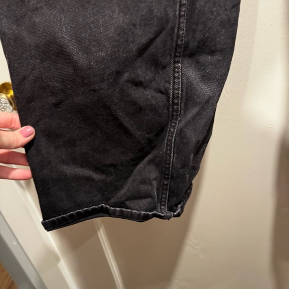 Abercrombie Black Loose High Rise Jean‎ 31 Tall Black Leather Grunge Full Length - Picture 9 of 14